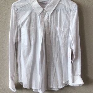 White Swiss dot long sleeve short